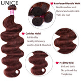 Reddish brown body wave human hair bundles with lace closure by HSF Marketplace