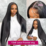 250 density 30 inch Brazilian human hair straight HD lace front wig with 13x4 lace, 13x6 frontal and 5x5 closure