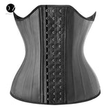 Red waist trainer corset shapewear with 25 steel bones for women’s body shaping and tummy control