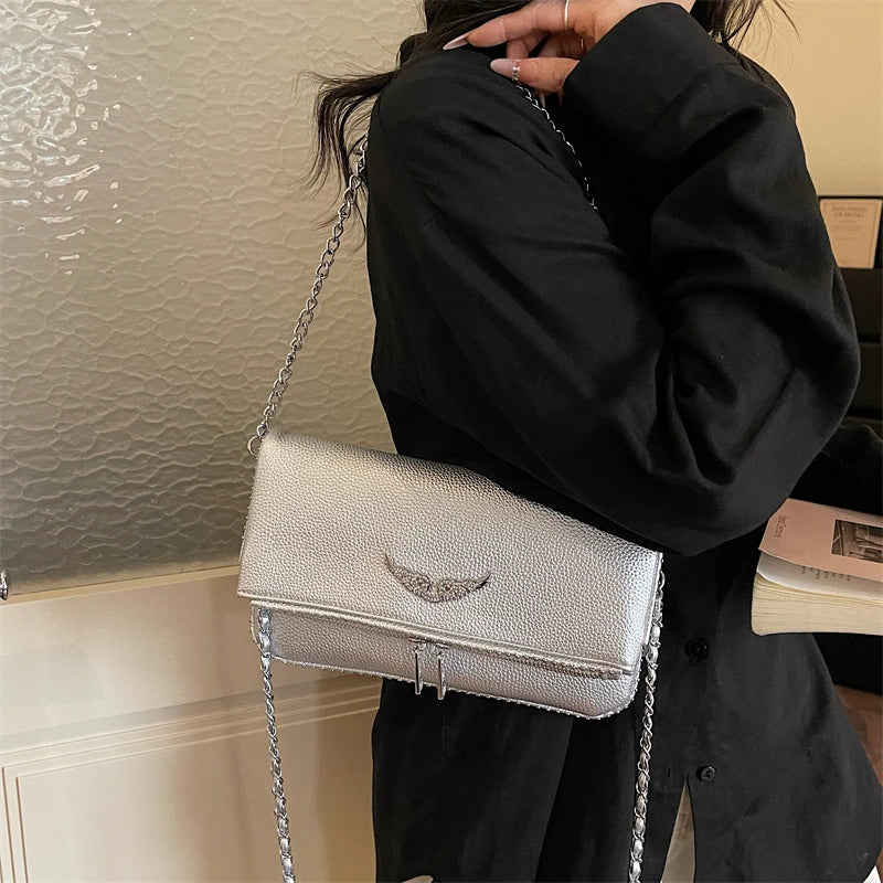 Small square women's crossbody bag with retro chain design, by HSF Marketplace