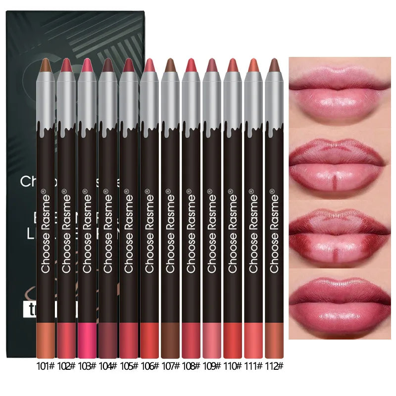 12-piece HSF Marketplace lip liner pencil set with nude shades, long-lasting, smudge-proof, smooth matte finish for lip makeup.