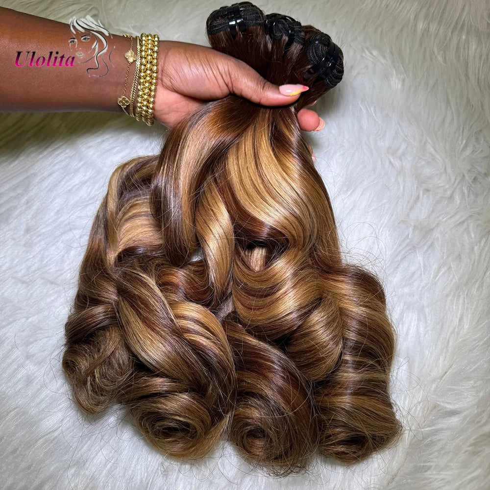 Loose Deep Wave Human Hair Bundles With 5x5 Closure And 3 Bundles Human Hair Extensions For Women Ombre Brown 13x6 Lace Frontal