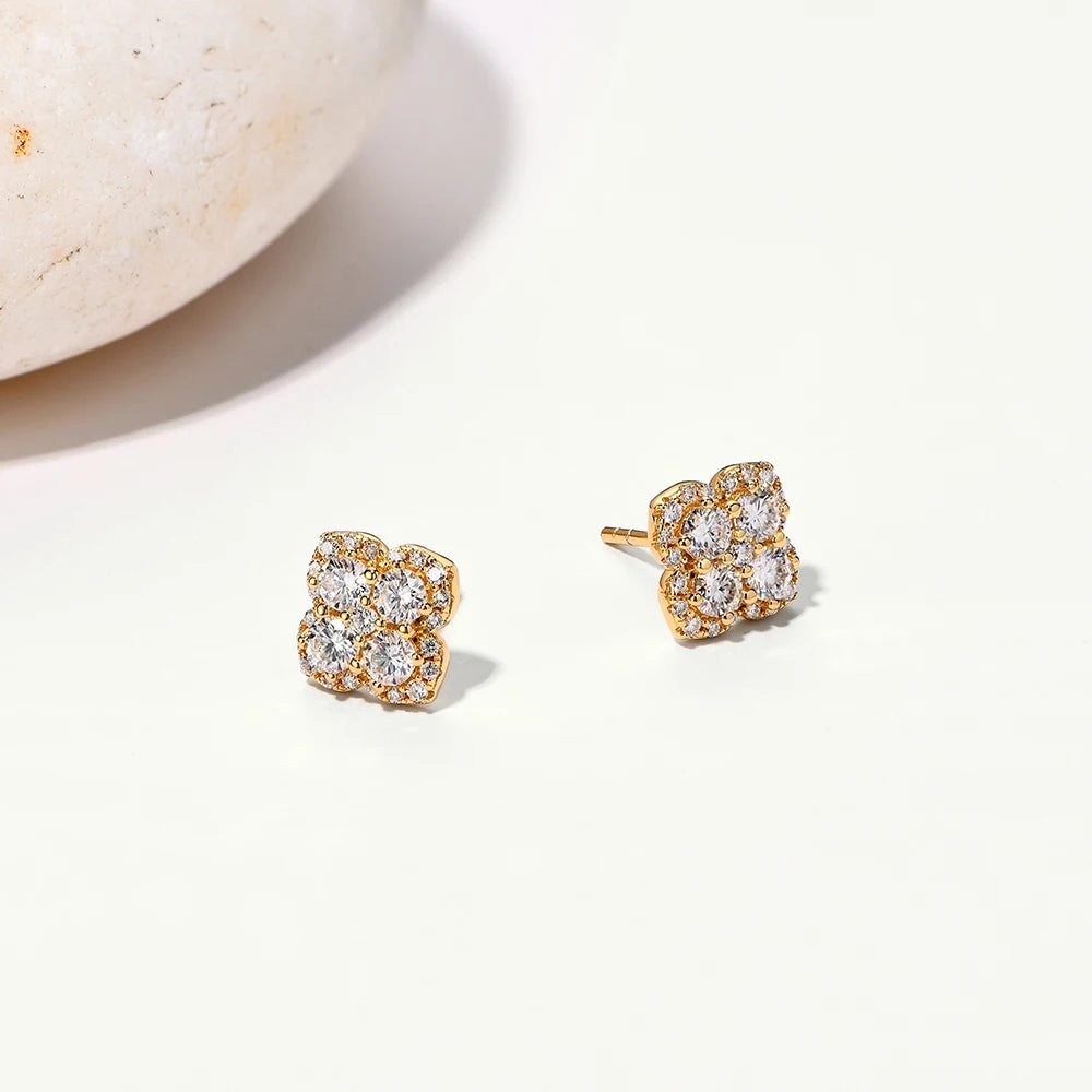 HSF moissanite diamond earrings, D VVS1, S925 sterling silver with 18k gold plating for women