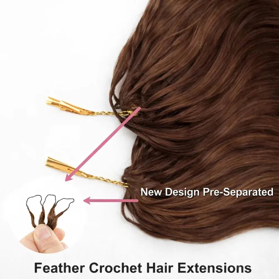 Chocolate Brown Body Wave Crochet Hair Boho Braids Miracle Knots Hair Human Crochet Hair  High Quality Pre-Separated Invisible Wet And Way Crochet Hair Extensions