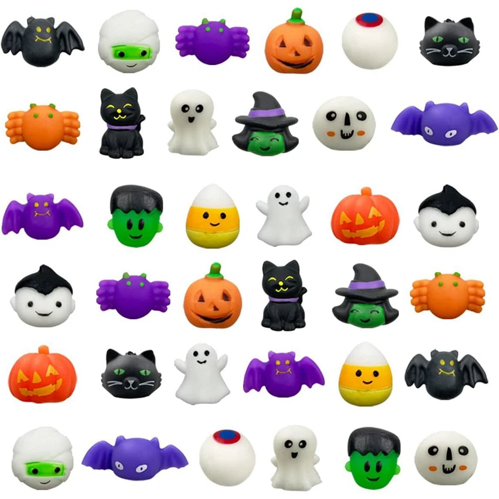 Halloween Mini Mochi Squishy Toys – Cute Spooky Characters, Stress Relief Sensory Fidget Toys