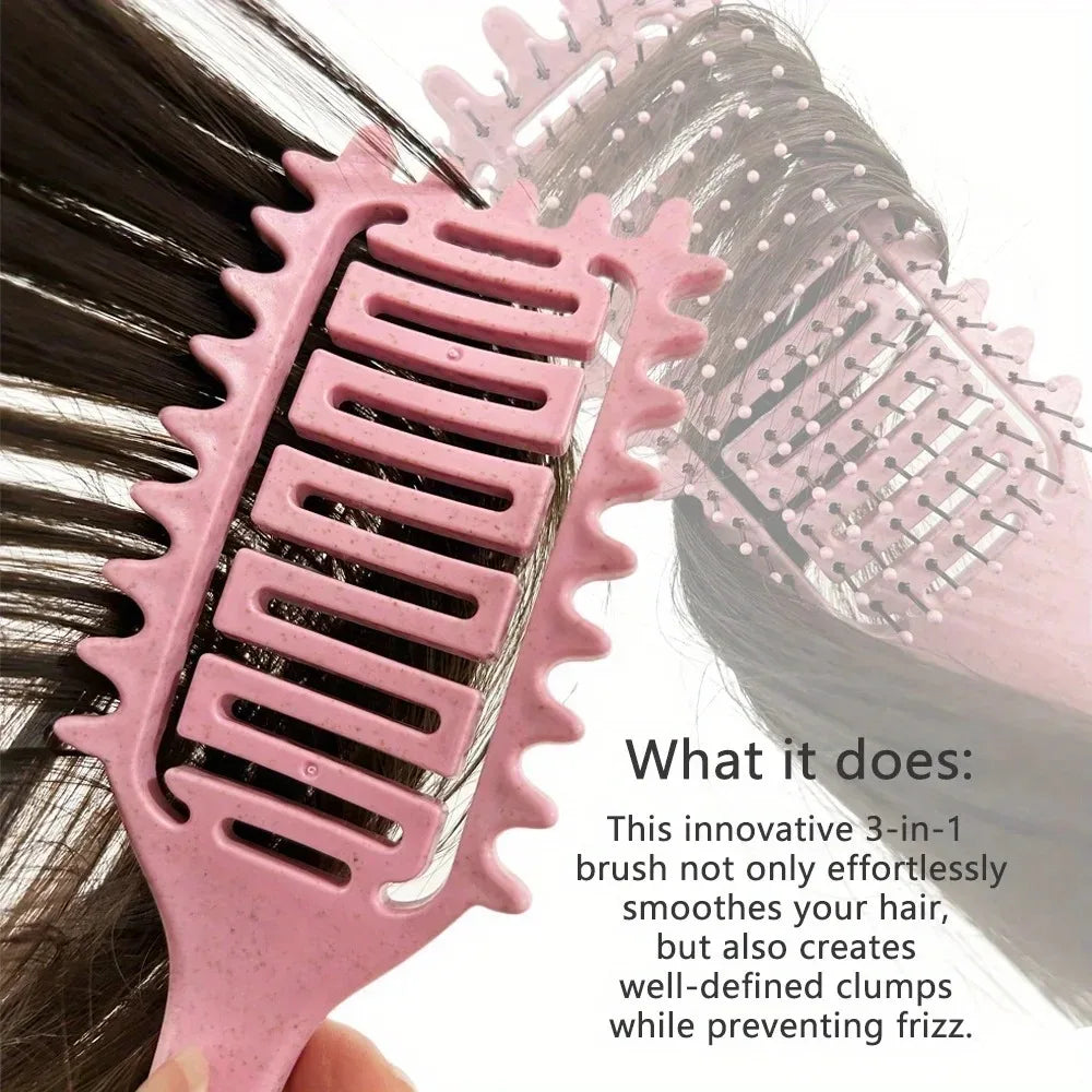 Hollow boar bristle curl define styling brush from HSF Marketplace with detangling and shaping hair for natural, defined curls.