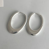 925 sterling silver oval hollow hoop earrings for women, trendy jewelry accessory in a shiny finish