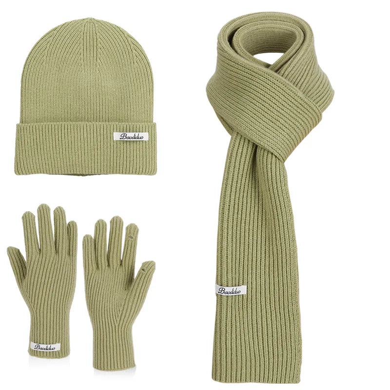 Women's winter warm knitted hat, scarf and gloves set by HSF Marketplace