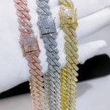 Men's Cuban Link Iced Out Necklace with rhinestones, 14mm width, hip hop style, CZ chain, jewelry by HSF Marketplace