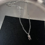 Stainless steel music note heart necklace featuring treble and bass clef charms, infinity love pendant for women jewelry.