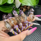 1Pc Natural Black Gold Rutilated Quartz Hand-knitted Bracelet Irregular Shape Reiki Healing Stone Jewelry Gift For Women