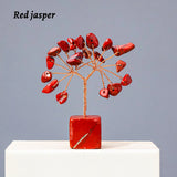1pc Natural Gemstone Crystal Chakela Lucky Tree With Block Base Home Office Desk Living Room Crystal Decor Mini Sized Home