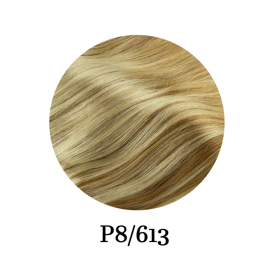 10-inch straight clip-in human hair extensions with 5 clips, Brazilian Remy hairpiece in natural color