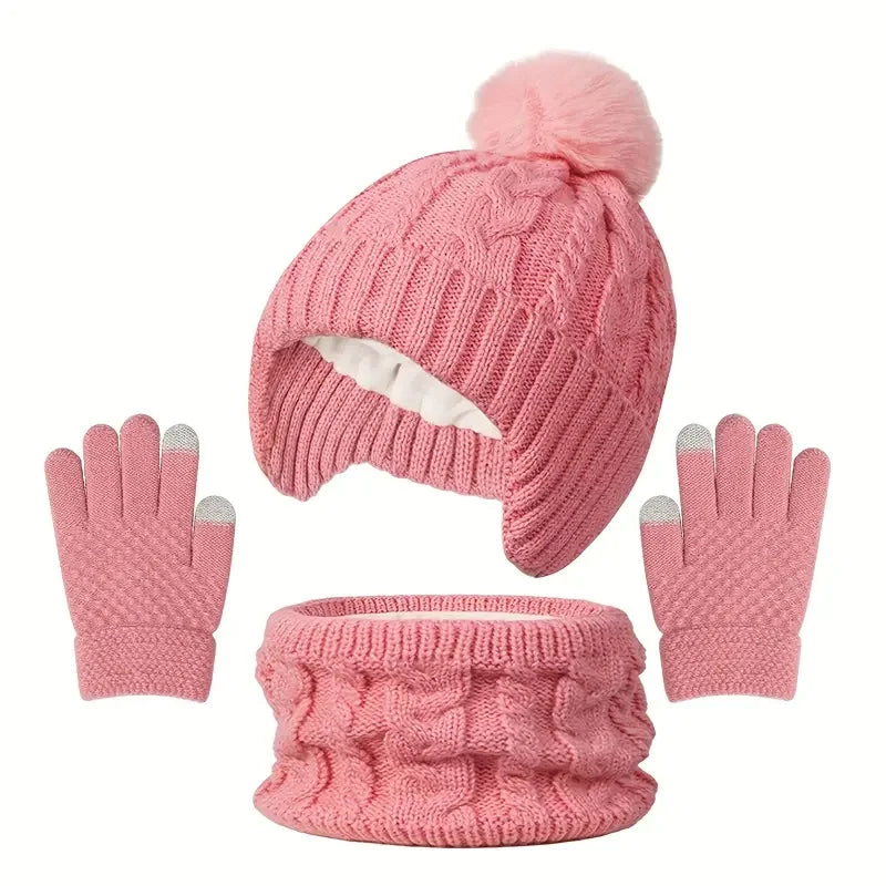 Children's winter hat, scarf, and gloves set for ages 3-8 by HSF Marketplace