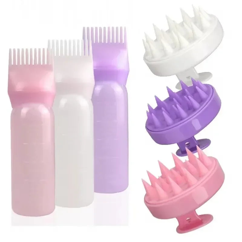 HSF silicone scalp massage brush for hair dye application and hair care, ergonomic handheld styling tool