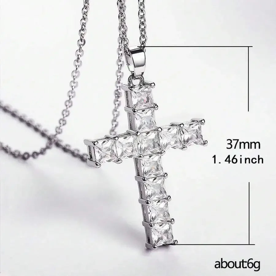 Gold multi-color crystal Jesus cross pendant necklace for women, stylish jewelry by HSF Marketplace, perfect for parties and leisure.