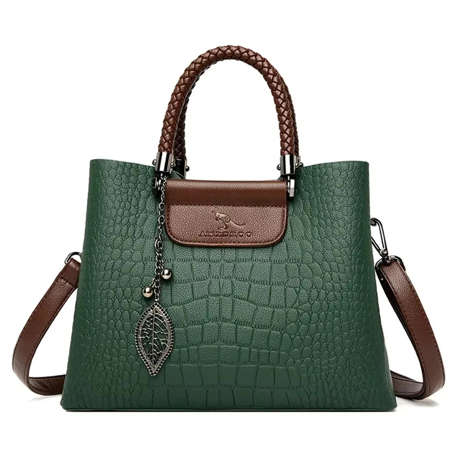Soft genuine PU leather handbag for women, vintage shoulder tote bag, large capacity purse from HSF Marketplace.