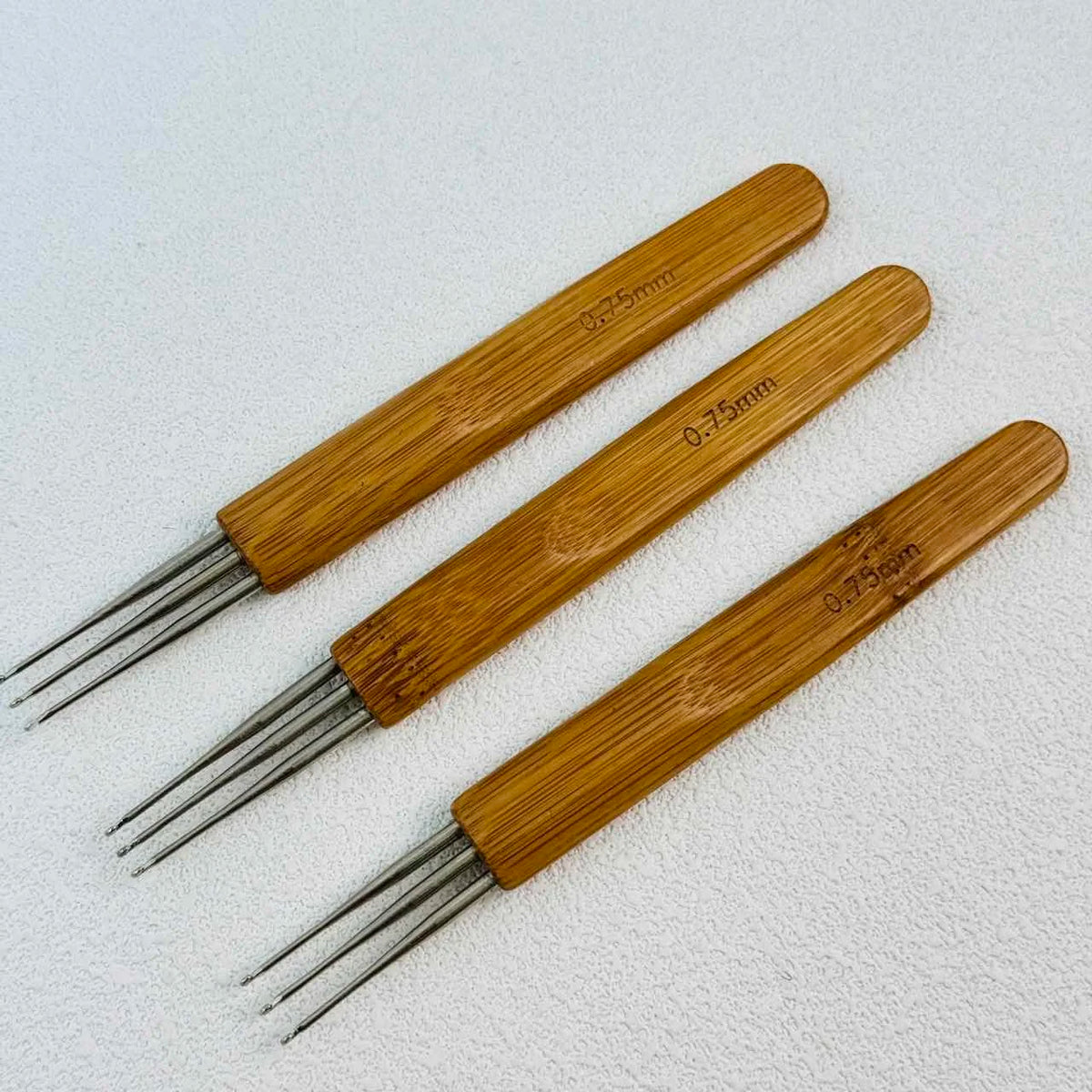 0.75mm Bamboo Crochet Hook 1/2/3 Heads for Dreadlocks Wig Making Hair Weaving Braid Tool