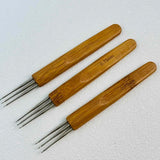 0.75mm Bamboo Crochet Hook 1/2/3 Heads for Dreadlocks Wig Making Hair Weaving Braid Tool