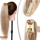 SEGO blonde-brown straight ponytail extension in human hair with claw clip, 105g–120g