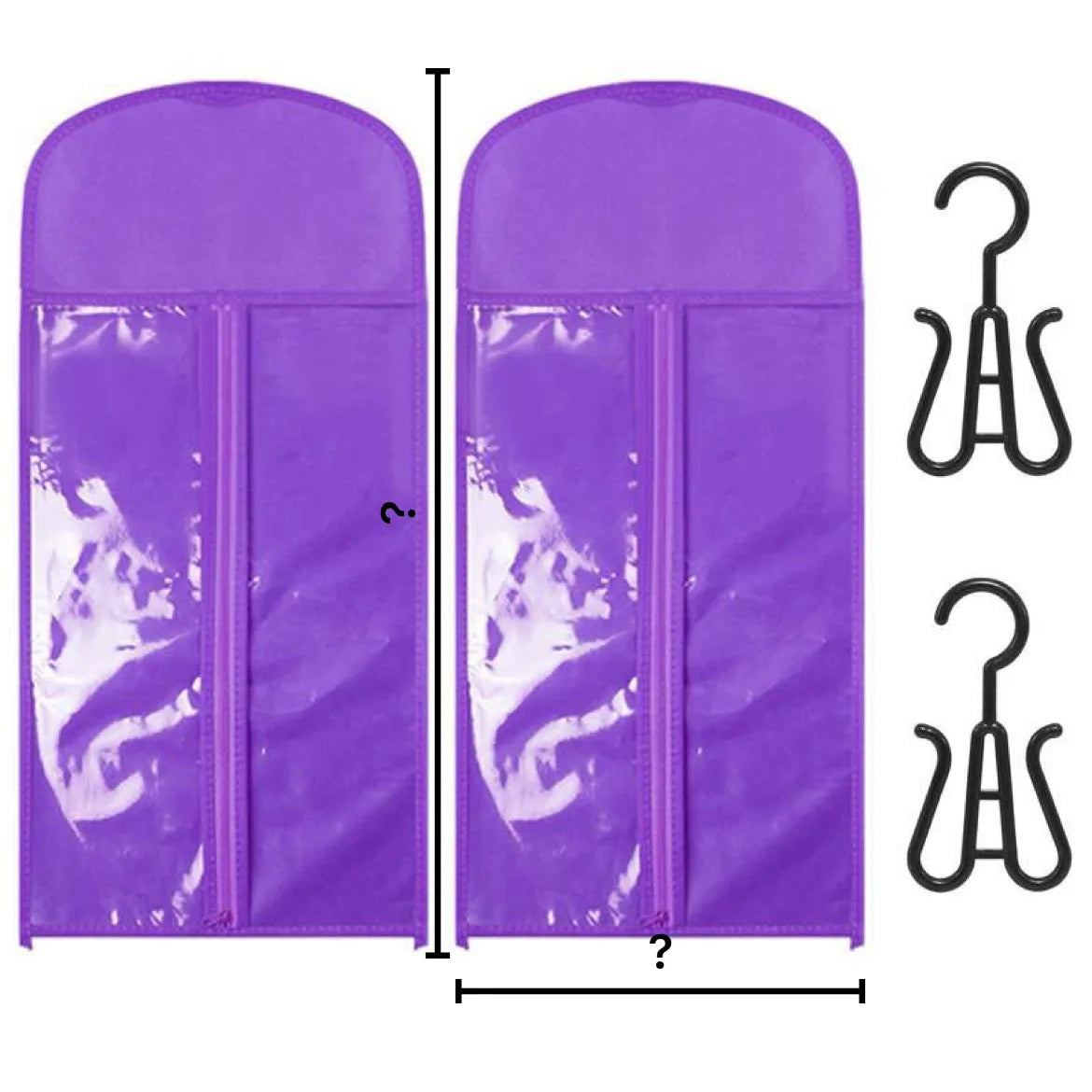 1/2Set Wig Storage Bag With Hanger Hair Bags With Plastic Hanger for Hair Black Wig Organizer Hangers For Multiple Wigs