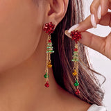 Festive snowflake tassel dangle earrings with bells by HSF Marketplace for women