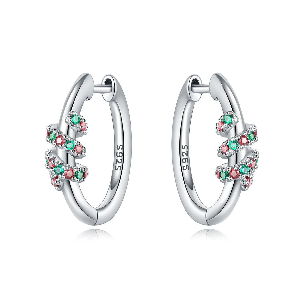 925 sterling silver Christmas dangle earrings for women with festive holiday design, by HSF Marketplace
