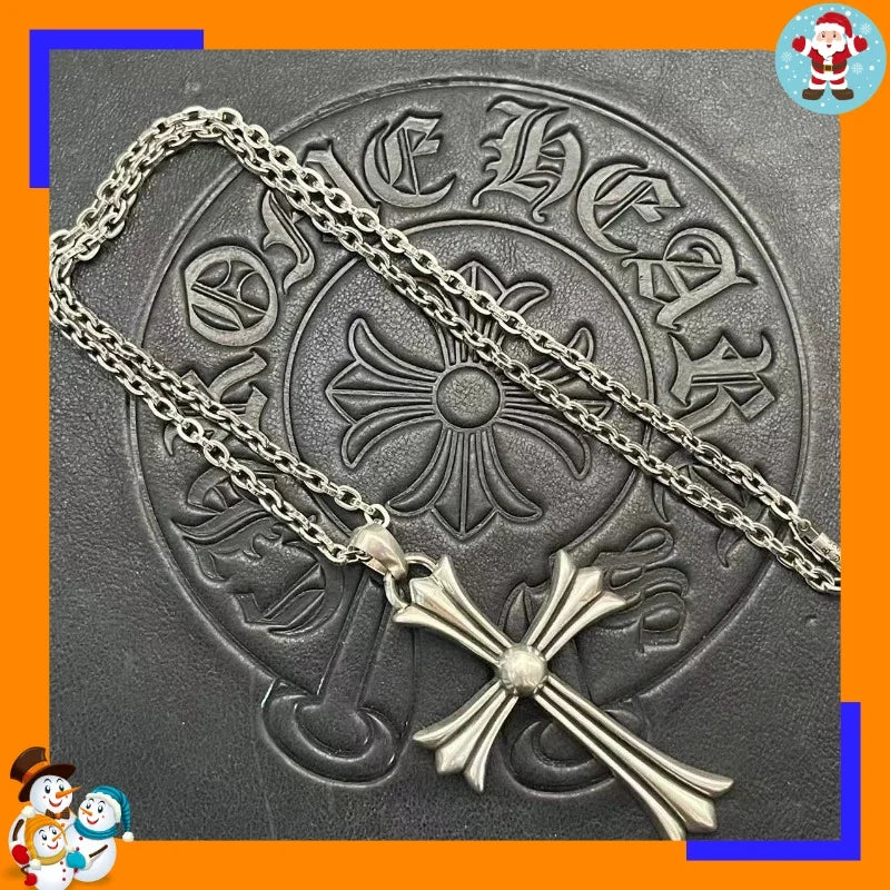Retro large cross flame sword pendant necklace for women, detailed antique-style jewelry by HSF Marketplace