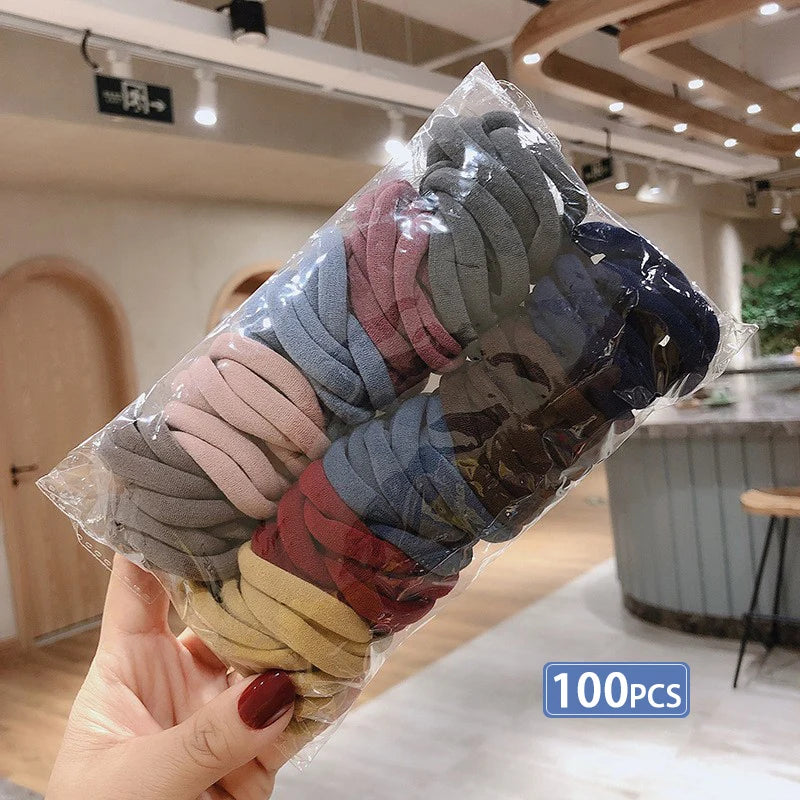 50/100Pcs Mixed Color Hair Rubber Bands,Women High Elastic Hair Ties,Korean Ponytail Holders,No Damage Hair Headbands