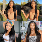 Black women’s straight human hair headband wig, glueless lace-free design by HSF Marketplace