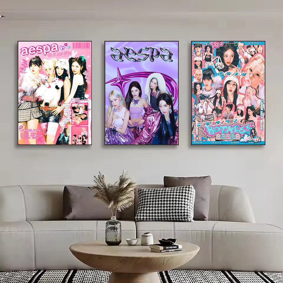 A-Aespa Whiplash aesthetic poster on HD canvas wall art, featuring K-culture design by HSF Marketplace