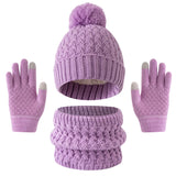 Kids' solid color fleece hat, scarf and gloves winter set by HSF Marketplace