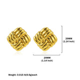 HSF Marketplace stainless steel square stripe stud earrings for women, geometric jewelry design