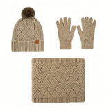 Women’s warm woolen hat, scarf, and gloves set by HSF Marketplace