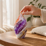 Natural Amethyst Agate Water Drop Shape Ornament, 400-500g, Desktop Table Decoration, Mineral Specimen for Crystal Collection
