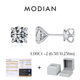 MODIAN D color moissanite stud earrings in 925 sterling silver, sparkling wedding jewelry for women