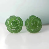 925 sterling silver jade drop earrings for women, elegant green gemstone jewelry by HSF Marketplace