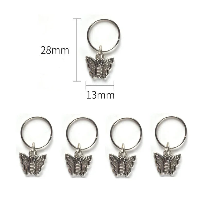 5pcs/bag Hair Braid Bead Butterfly Dreadlock Beads Ring Braiding Hair Sparkly Hair Styling Tool Bohemian Braid Hairs Accessories