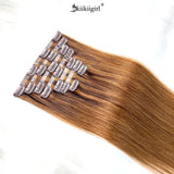 kiikiigirl PU clip-in hair extensions, 100% Remy human hair seamless weft for women