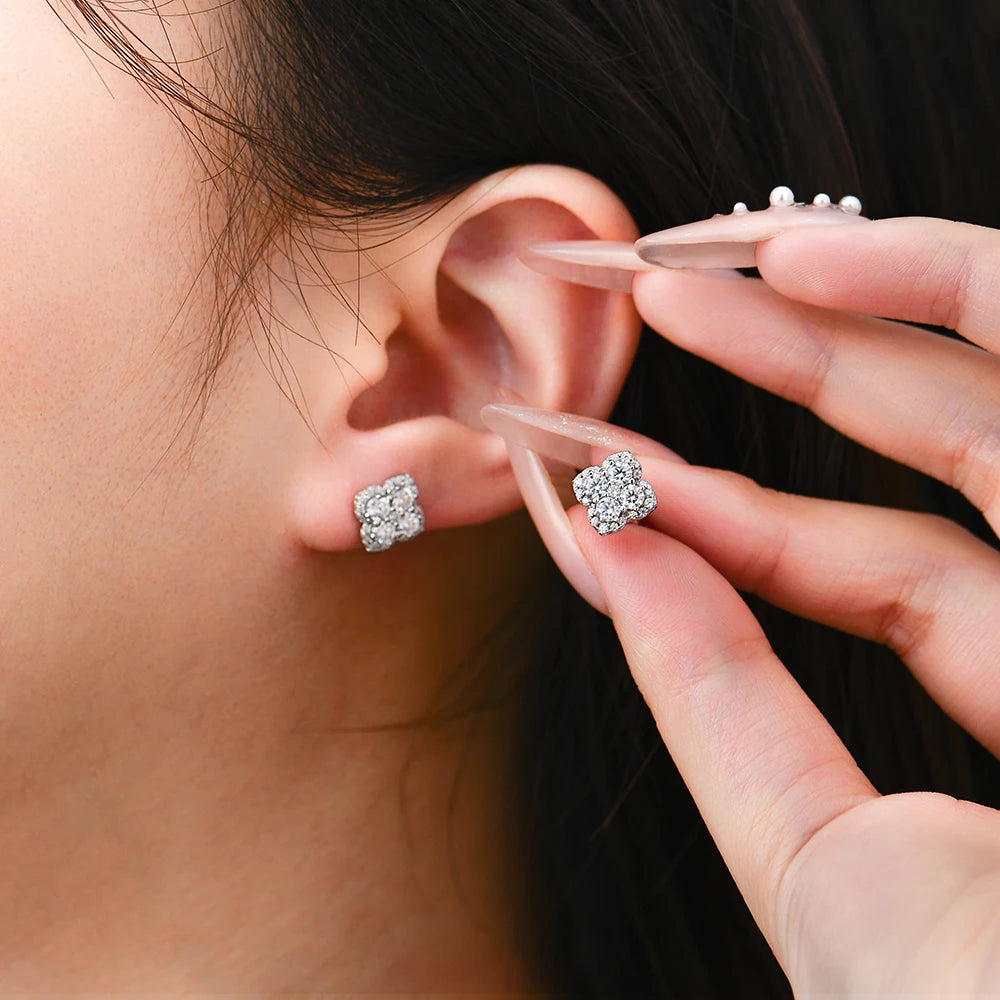 Attagems full moissanite diamond earrings in 18k gold-plated S925 sterling silver for women