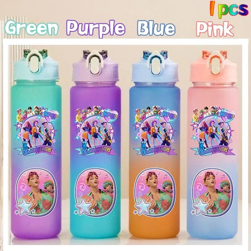 Kpop Demon Hunters gradient color water cup with straw, 750ml HSF Marketplace K-culture merch