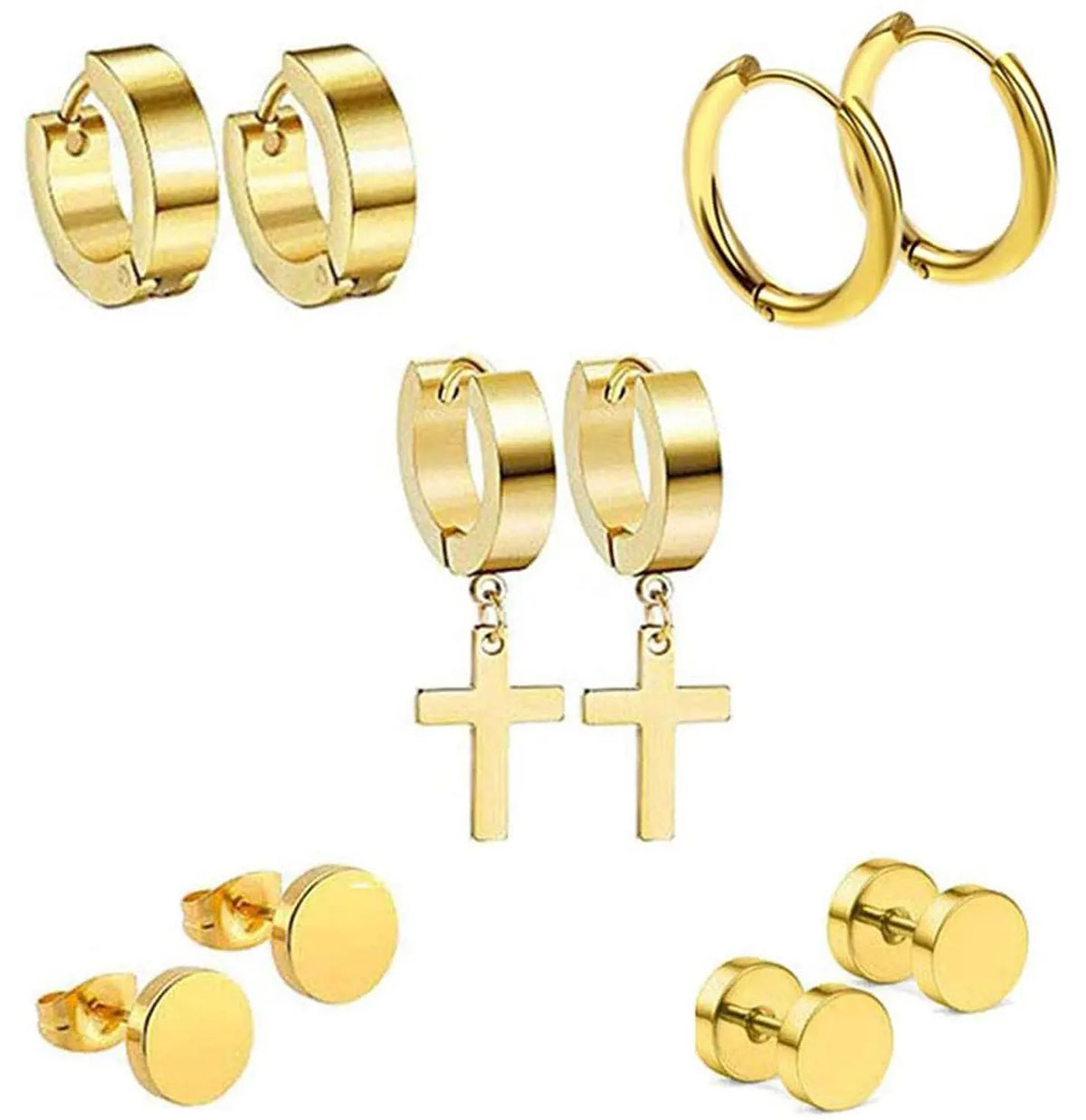 Black stainless steel stud earrings set for men and women by HSF Marketplace