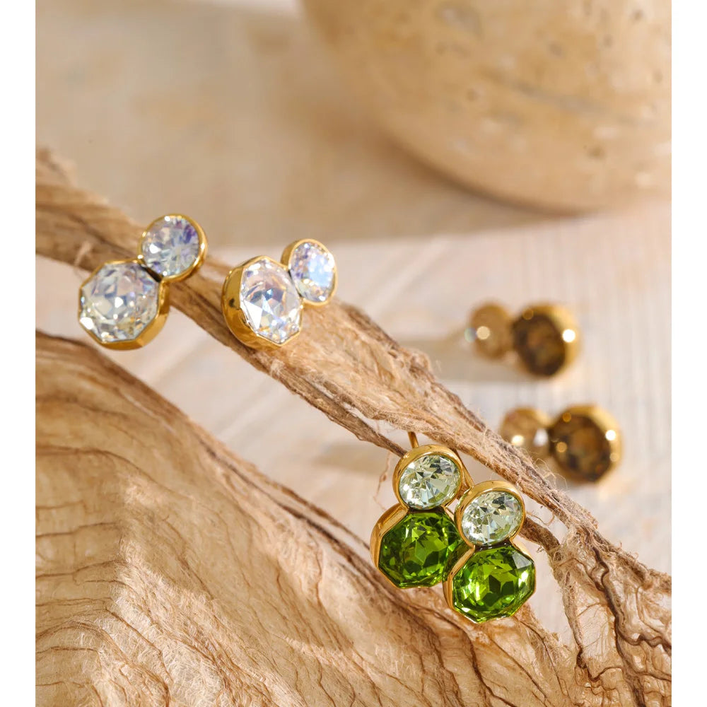 Stainless steel K9 crystal stud earrings for women by HSF Marketplace, sparkling round crystal jewelry set