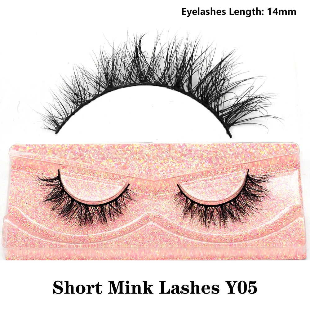 3D real mink false eyelashes by HSF Marketplace, fluffy wispy short clusters in a tray