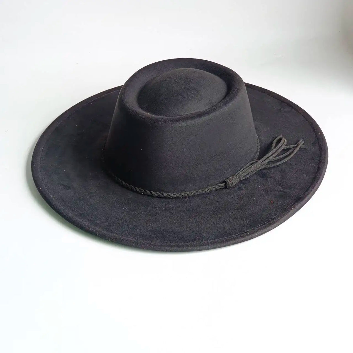 Khaki wide-brim vegan suede fedora hat for women and men, autumn and winter felt style