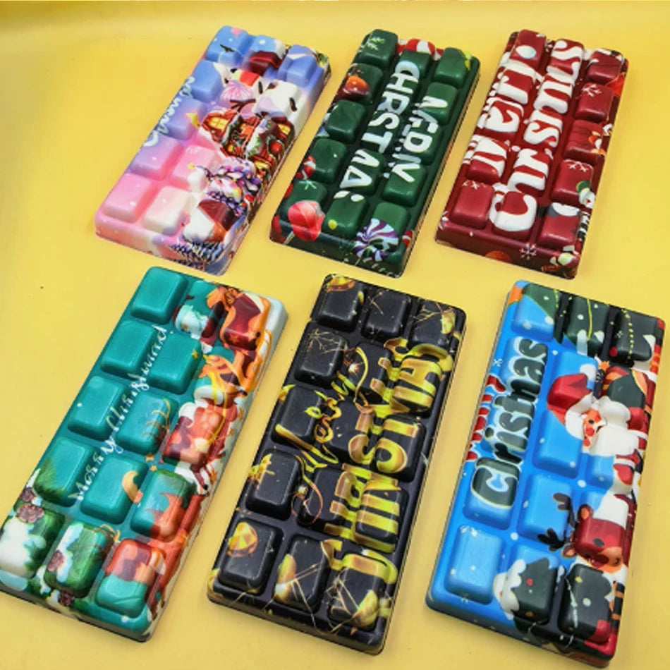 2026  Christmas Style Large Slab Chocolate Squishy PU Slow Rebound Multicolor Stress Relief Toy Wholesale Christmas Squish