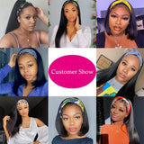 30-inch straight Brazilian human hair headband wig, full machine-made style for women, no-glue design