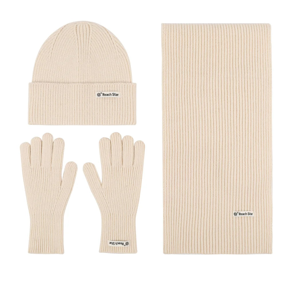 HSF Marketplace winter knit set with scarf, hat, and gloves for men and women