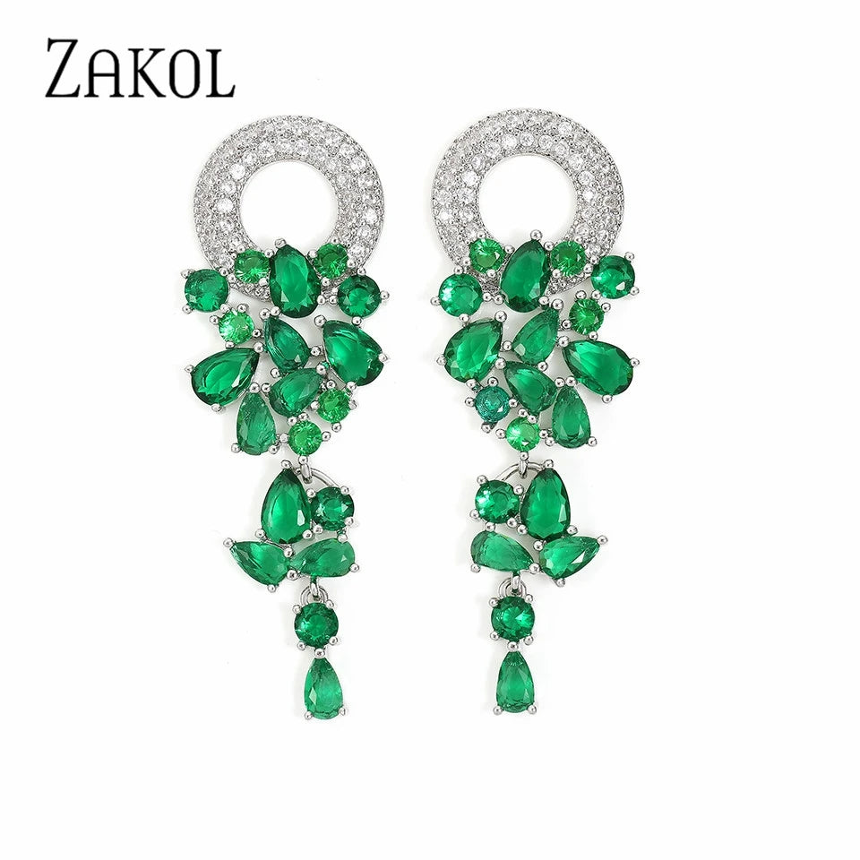 Elegant blue cubic zirconia drop earrings for women by HSF Marketplace