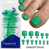HSF Marketplace pink square French tip press-on toenails, short glossy false toenail set in box